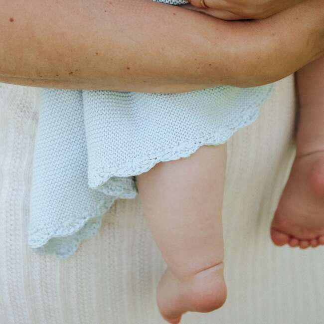 Cotton Knit Blanket, Blue - Blankets - 6