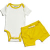 Sunny Day: Short Sleeve Bodysuit + Shorts, White with Yellow - Mixed Apparel Set - 1 - thumbnail