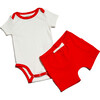 Sunny Day: Short Sleeve Bodysuit + Shorts, White with Red - Mixed Apparel Set - 1 - thumbnail