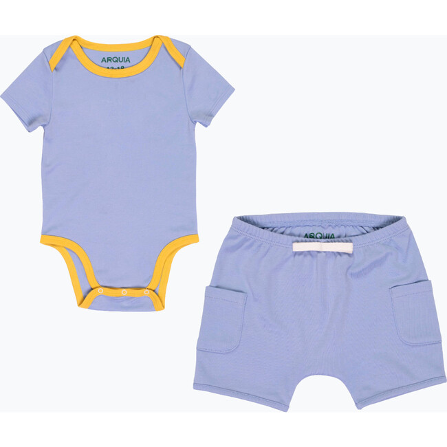 Sunny Day: Short Sleeve Bodysuit + Shorts, Blue with Yellow