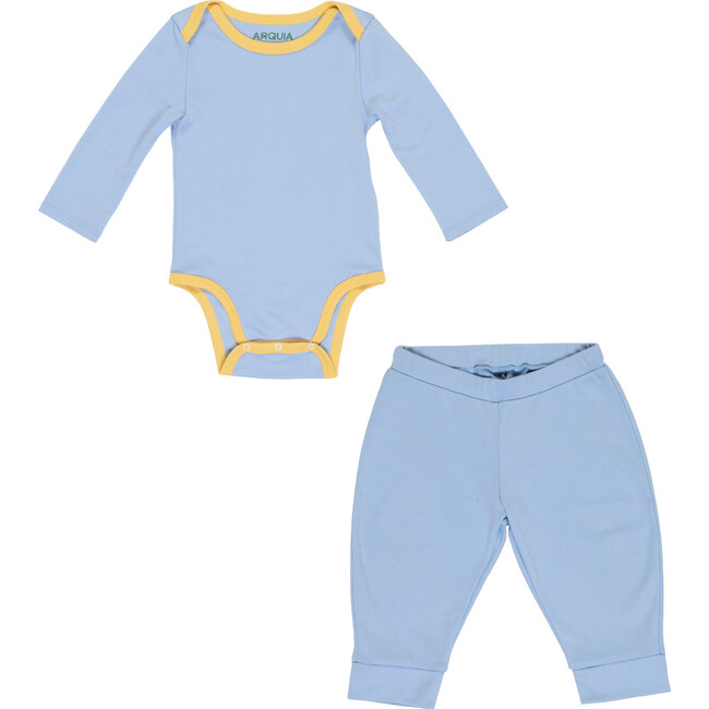 Cozy Comfort: Long sleeve Bodysuit + Pants, Blue with Yellow