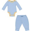 Cozy Comfort: Long sleeve Bodysuit + Pants, Blue with Yellow - Mixed Apparel Set - 1 - thumbnail
