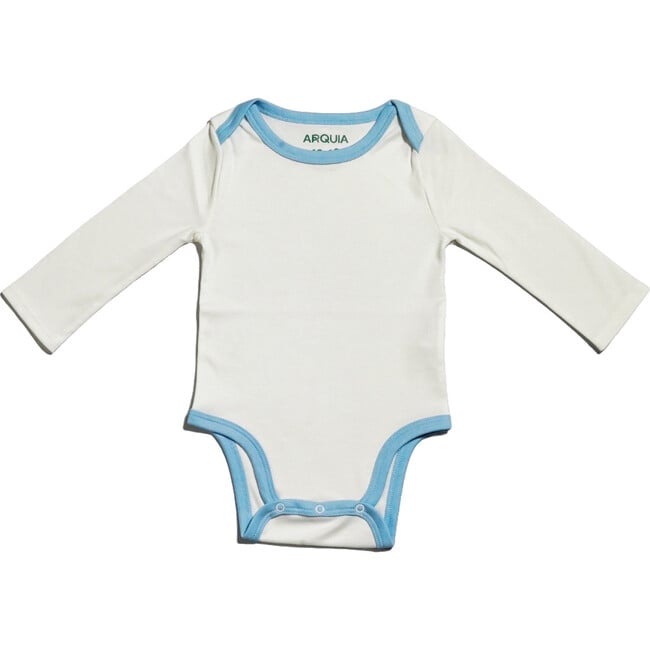 Cozy Comfort: Long sleeve Bodysuit + Pants, White with Blue - Mixed Apparel Set - 3