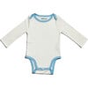 Cozy Comfort: Long sleeve Bodysuit + Pants, White with Blue - Mixed Apparel Set - 3 - thumbnail