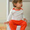 Cozy Comfort: Long sleeve Bodysuit + Pants, White with Red - Mixed Apparel Set - 2 - thumbnail
