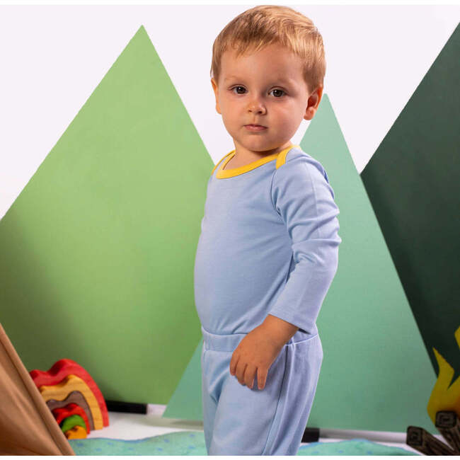 Cozy Comfort: Long sleeve Bodysuit + Pants, Blue with Yellow