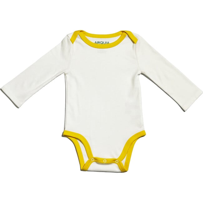 Cozy Comfort: Long sleeve Bodysuit + Pants, White with Yellow - Mixed Apparel Set - 3