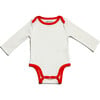Cozy Comfort: Long sleeve Bodysuit + Pants, White with Red - Mixed Apparel Set - 3 - thumbnail