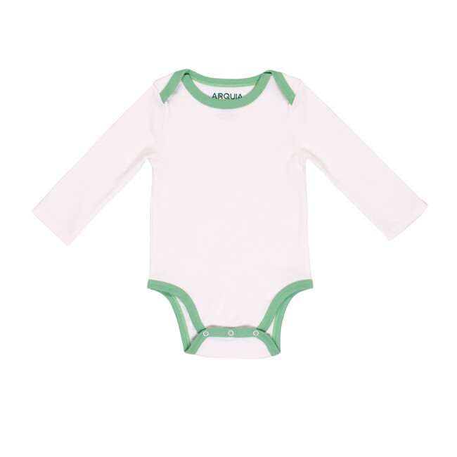 Cozy Comfort: Long sleeve Bodysuit + Pants, White with Green - Mixed Apparel Set - 3