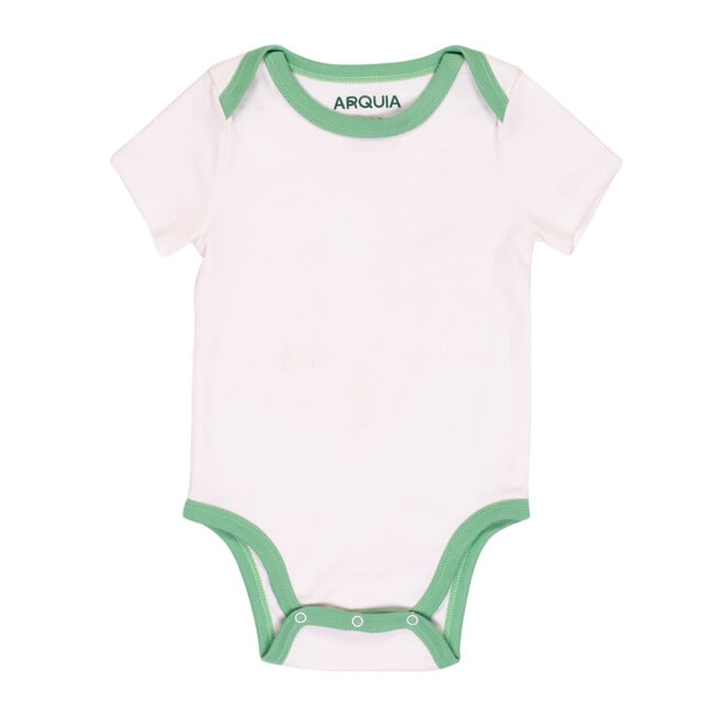 Sunny Day: Short Sleeve Bodysuit + Shorts, White with Green - Mixed Apparel Set - 3