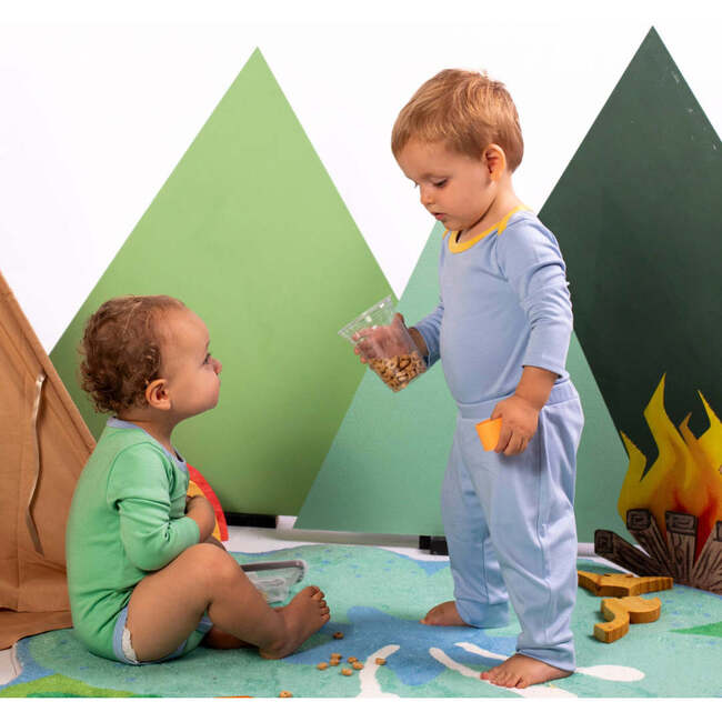 Cozy Comfort: Long sleeve Bodysuit + Pants, Blue with Yellow - Mixed Apparel Set - 5