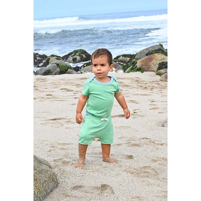 Sunny Day: Short Sleeve Bodysuit + Shorts, Green with Blue - Mixed Apparel Set - 5