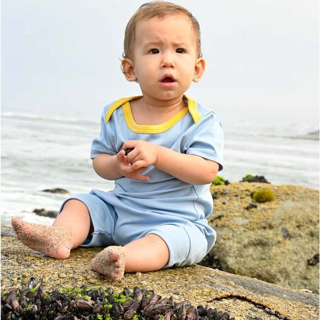 Sunny Day: Short Sleeve Bodysuit + Shorts, Blue with Yellow - Mixed Apparel Set - 5