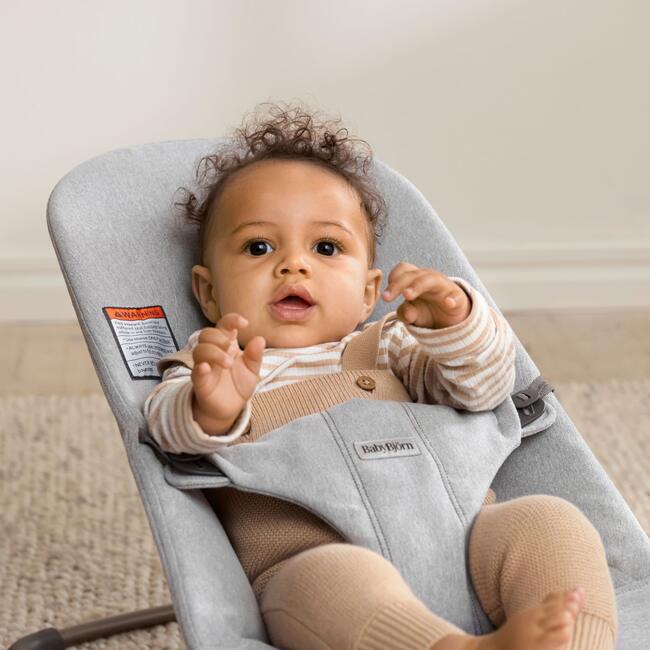 Baby Bouncer Bliss, Woven, Light Gray Melange - Bouncers - 5