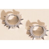Spiked Huggie Hoop Earrings, Silver - Charms - 2