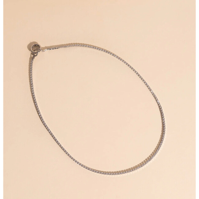 Micro Tennis Necklace, Silver