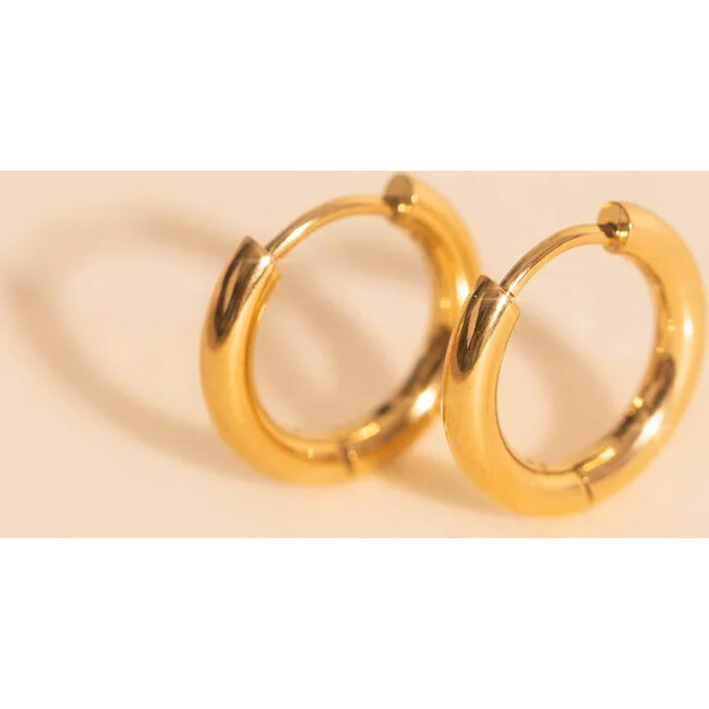 Mini Rounded Huggie Hoop Earrings, Gold