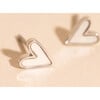 Mini Mother of Pearl Heart Stud Earrings, Silver - Earrings - 1 - thumbnail