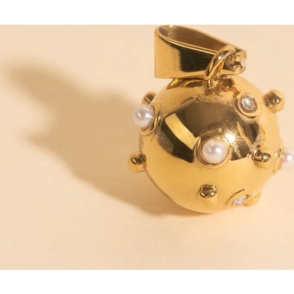 Wrecking Ball Necklace Charm, Gold Pearl - Charms - 3