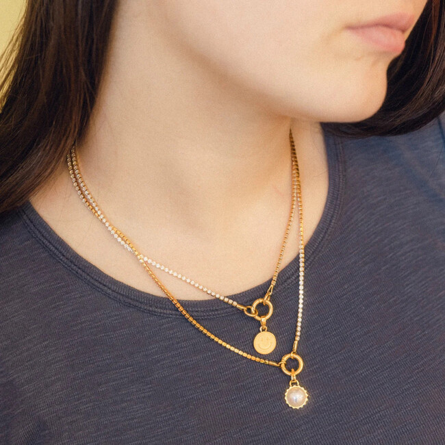 Pearl Necklace Charm, Gold