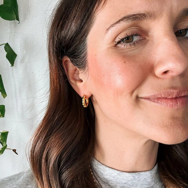 Smiley Chunky Rounded Huggie Hoop Earrings, Gold - Charms - 4