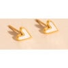 Mini Mother of Pearl Heart Stud Earrings, Gold - Earrings - 2 - thumbnail