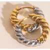 Rope Chunky Rounded Huggie Hoop Earrings, Mixed Metal - Earrings - 3