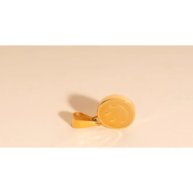 Smiley Face Charm, Gold - Charms - 3