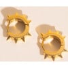 Spiked Huggie Hoop Earrings, Gold - Charms - 4 - thumbnail