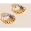 Rope Chunky Rounded Huggie Hoop Earrings, Mixed Metal - Earrings - 4