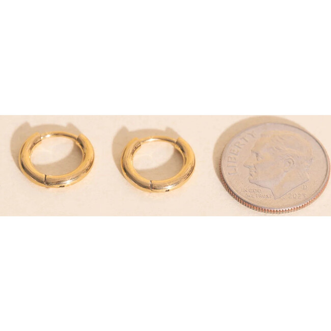 Mini Rounded Huggie Hoop Earrings, Silver - Earrings - 4