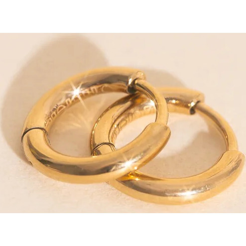 Mini Rounded Huggie Hoop Earrings, Gold - Earrings - 5