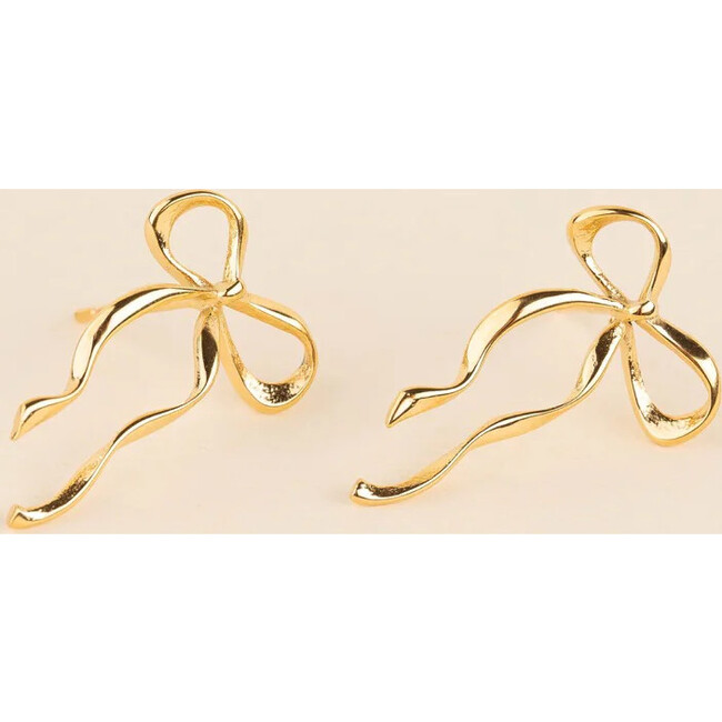Dainty Bow Stud Earrings, Gold