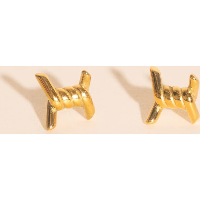 Barbed Wire Stud Earrings, Gold