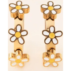 Daisy 3D Huggie Hoop Earrings, Gold