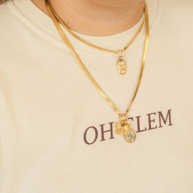 Butterfly Crystal Necklace Charm, Gold