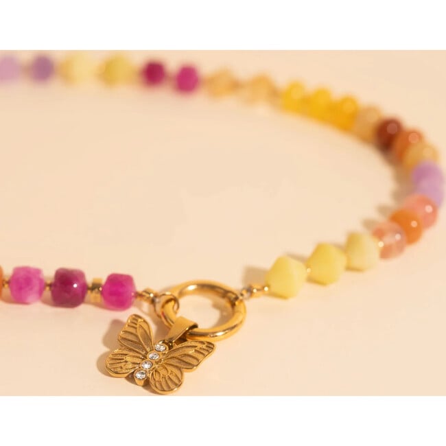 Butterfly Crystal Necklace Charm, Gold - Charms - 4