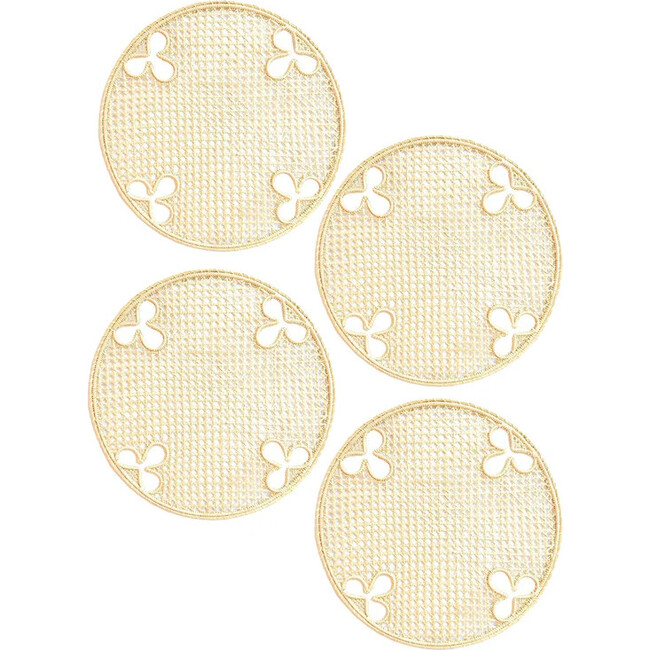 Set of 4 Handwoven Iraca Olive Motif Chargers