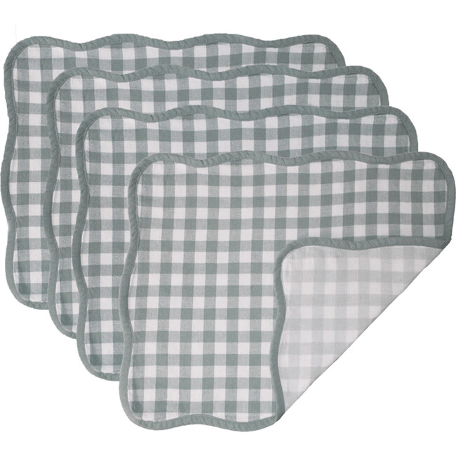 Set of 4 Giardino Reversible Scalloped Placemats (Green/Grey)