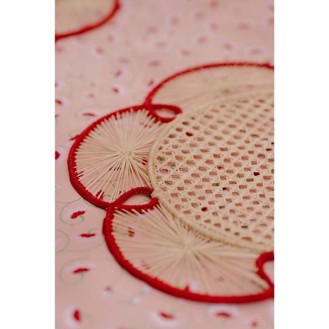Set of 4 Handwoven Flora Chargers in Red