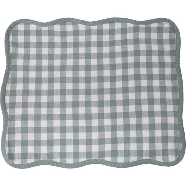 Set of 4 Giardino Reversible Scalloped Placemats (Green/Grey)