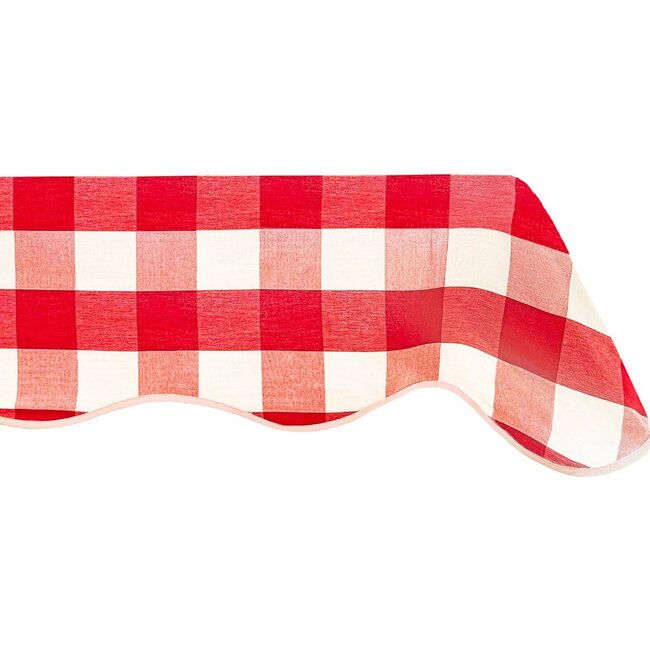 Giardino Reversible Scalloped Tablecloth in Red/Pink