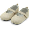 Mimi Girls Scalloped Mary Jane Crib Shoe (Infant), Champagne - Crib Shoes - 1 - thumbnail