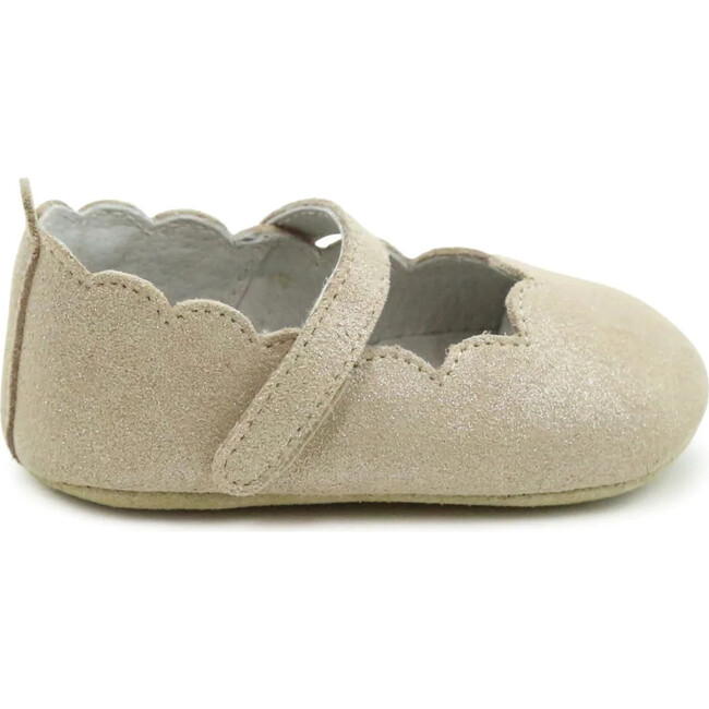 Mimi Girls Scalloped Mary Jane Crib Shoe (Infant), Champagne - Crib Shoes - 3