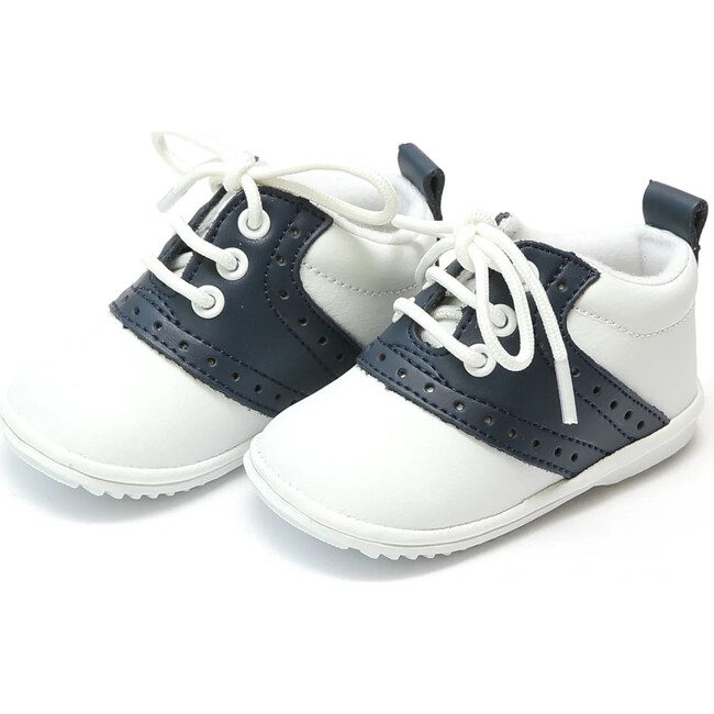 Austin Leather Saddle Oxford Shoe (Baby), White/Navy