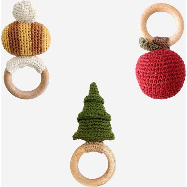 Teether Set Apple, Bee, and Tree