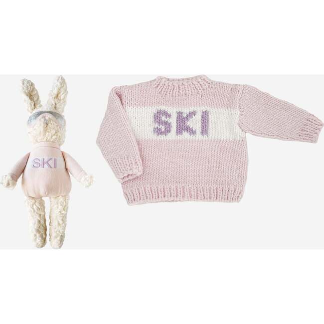 Ski Sweater, Baby Pink and Ski Bunny Plush Set