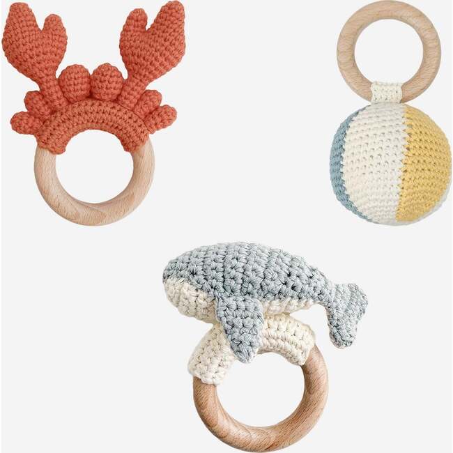Teether Set Whale, Crab, and Beach Ball