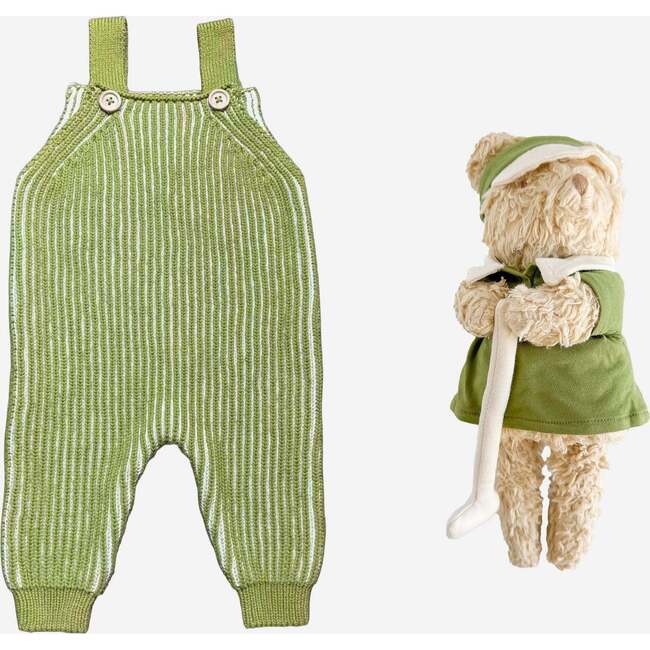 Cotton Brioche Overalls and Golf Plush Set, Green