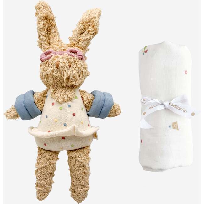 Coral Bunny Plush and Beach Swaddle Set